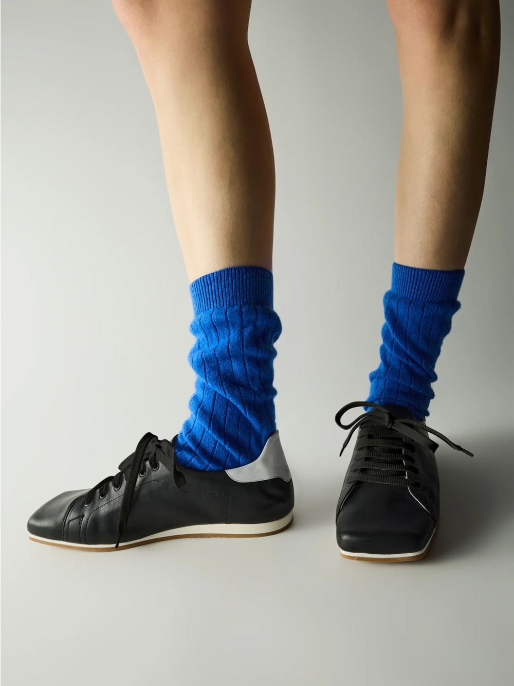 Tibi Seth Black Leather Square Toe Sneakers